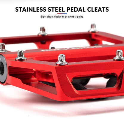 ROCKBROS Dual Functionality Bike Pedals Clipless Flat Bike Pedals (Pair) #Color_Red