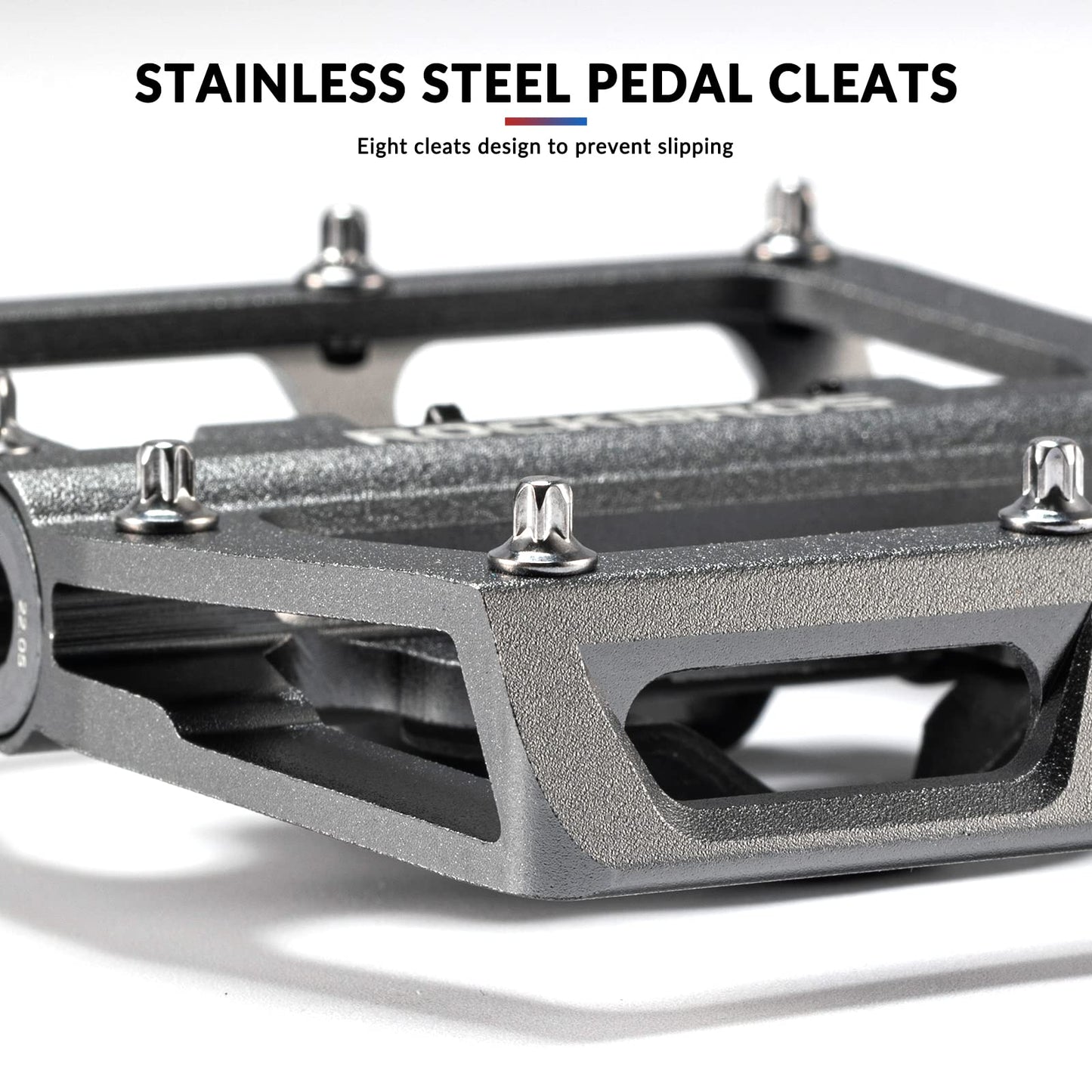 ROCKBROS Dual Functionality Bike Pedals Clipless Flat Bike Pedals (Pair) #Color_Titanium