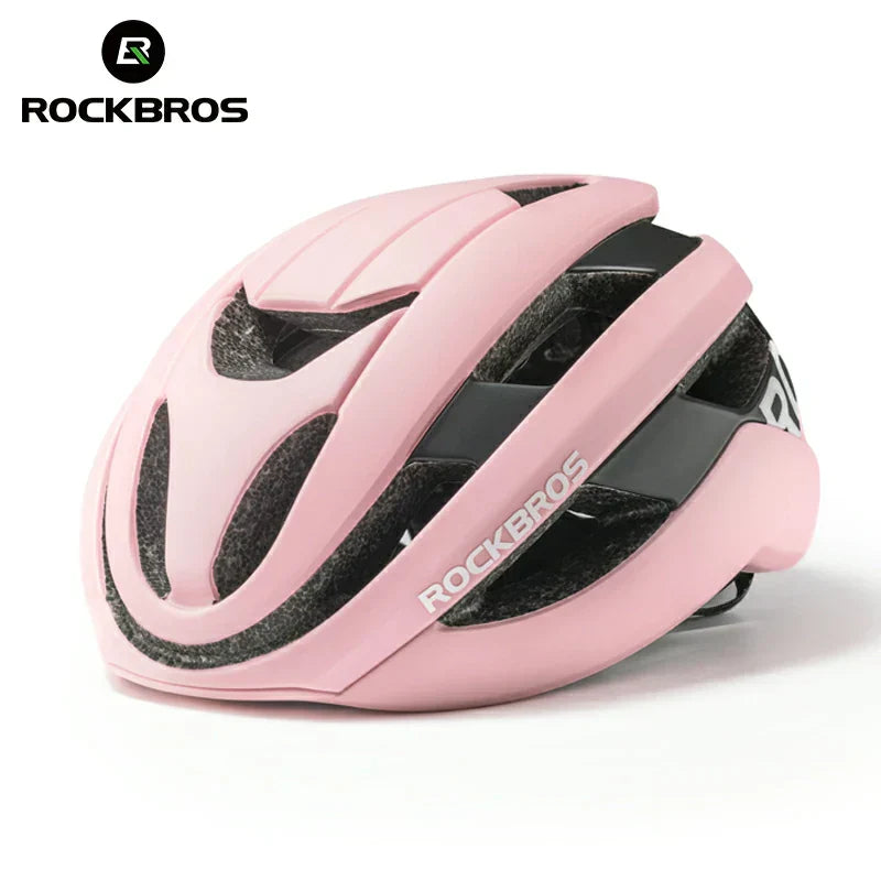ROCKBROS LK-12 Flowing Light cycling bike helmet with LED lights, aerodynamic design and adjustable fit. #Color_Pink (matte)