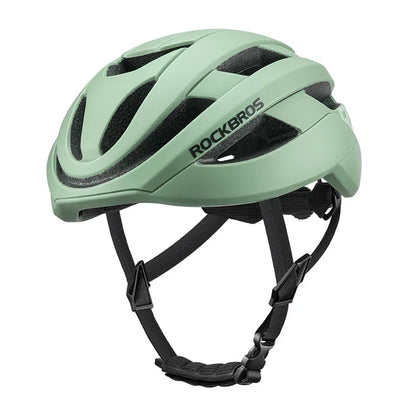ROCKBROS LK-12 Flowing Light cycling bike helmet with LED lights, aerodynamic design and adjustable fit. #Color_Green (matte)