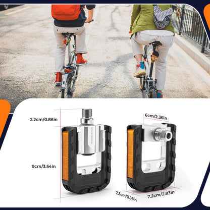 ROCKBROS Foldable Bicycle Pedals Aluminum Alloy Flat Pedals with Reflectors - ROCKBROS-UK
