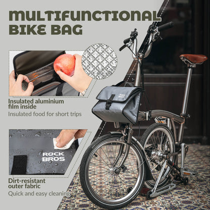 ROCKBROS Folding Bike Handlebar Bag Backpack 4-7L – Compact & Versatile Storage for Every Ride!​ #Color_Grey