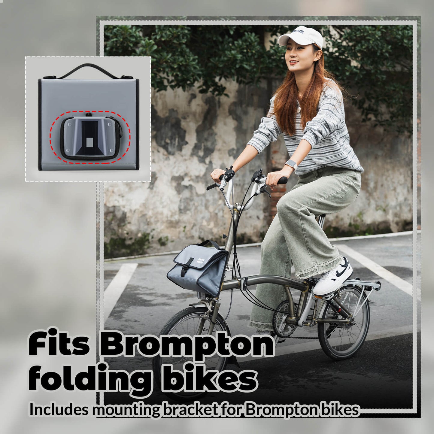 ROCKBROS Folding Bike Handlebar Bag Backpack 4-7L – Compact & Versatile Storage for Every Ride!​ #Color_Grey