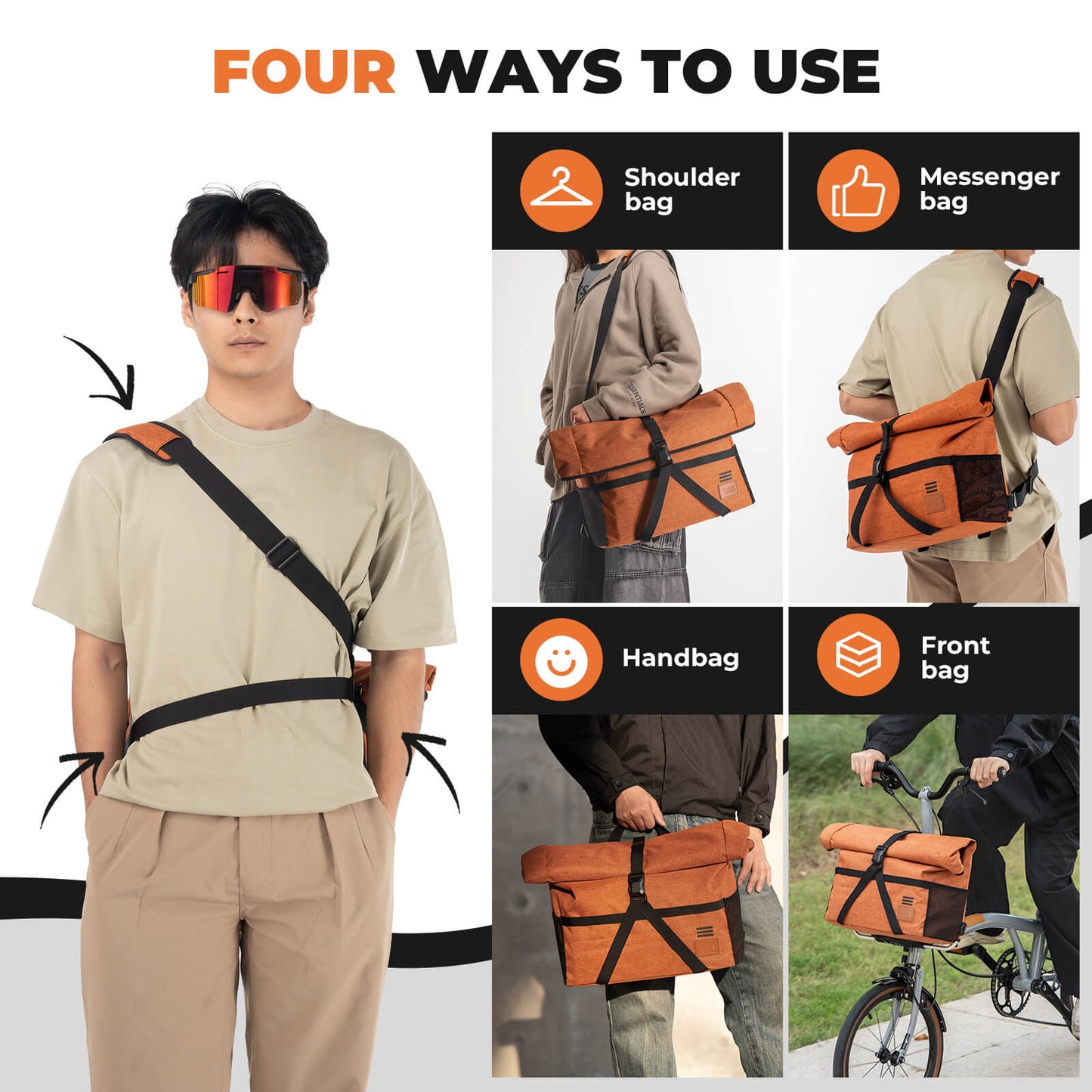 ROCKBROS Folding Bike Handlebar Bag Backpack - H48 | Ultimate Versatile Storage Solution!​