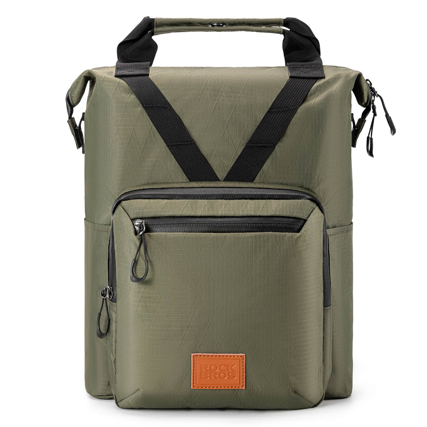 ROCKBROS Folding Bike Handlebar Bag Backpack - H43 – Smart Storage for Every Ride!​ #Color_Army Green