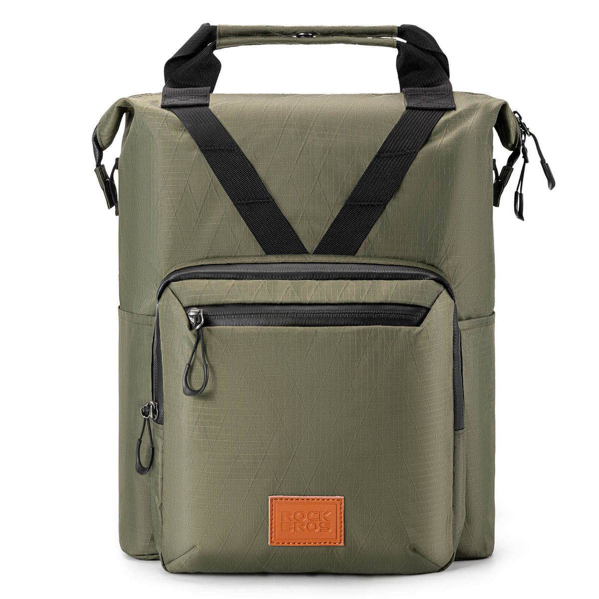 ROCKBROS Folding Bike Handlebar Bag Backpack - H43 – Smart Storage for Every Ride!​ #Color_Army Green