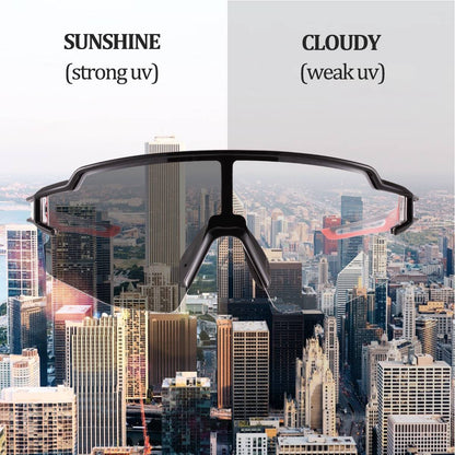 ROCKBROS Half Frame Photochromic Sports Sunglasses Cycling Glasses UV400 #Color_Red