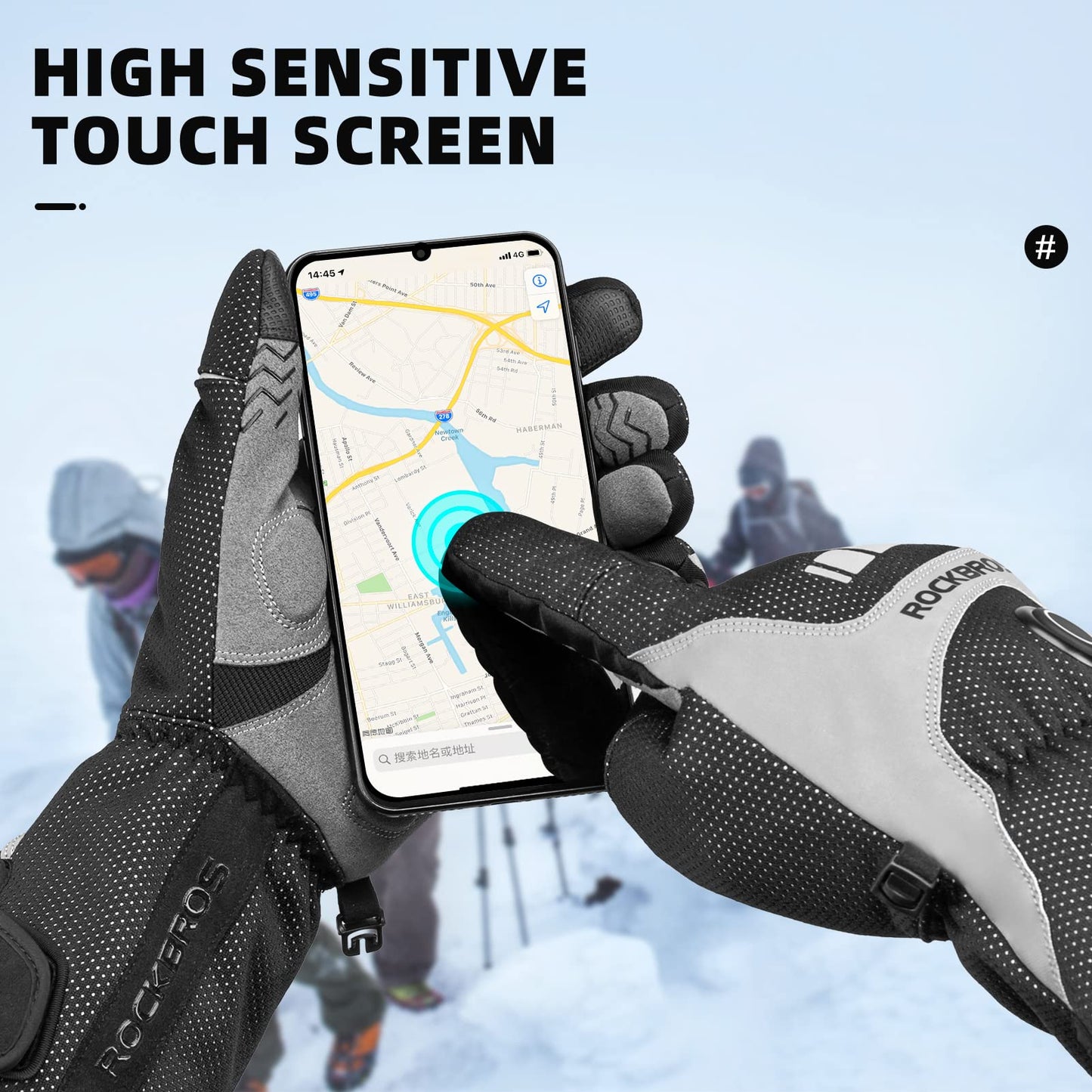 Battery Heated Gloves Winter Touchscreen 3 Gear Electric Cycling Gloves - ROCKBROS-UK