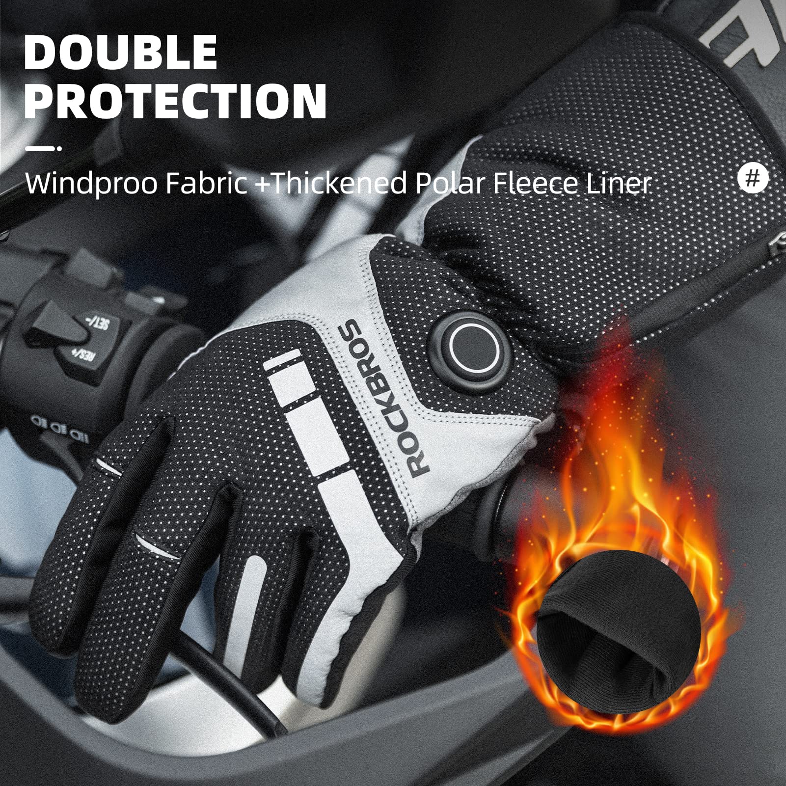 Battery Heated Gloves Winter Touchscreen 3 Gear Electric Cycling Gloves - ROCKBROS-UK