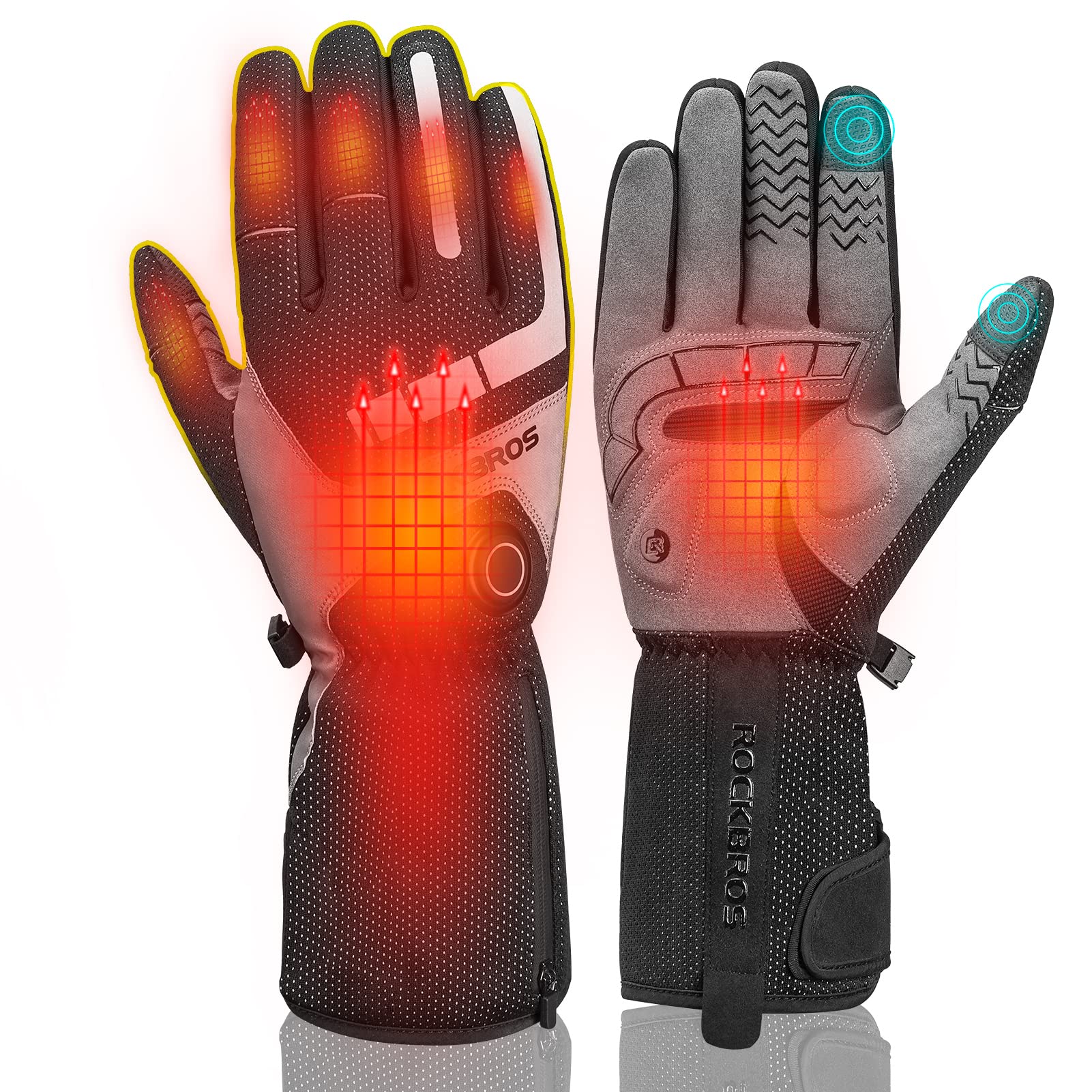 Battery Heated Gloves Winter Touchscreen 3 Gear Electric Cycling Gloves - ROCKBROS-UK