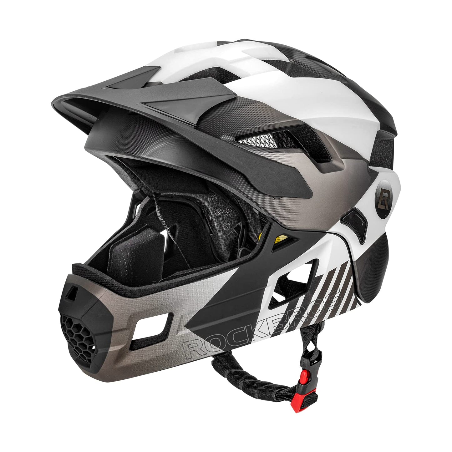 ROCKBROS Kids Helmet Safety Full Face Helmet for BMX MTB & Skateboard #Color_Titanium