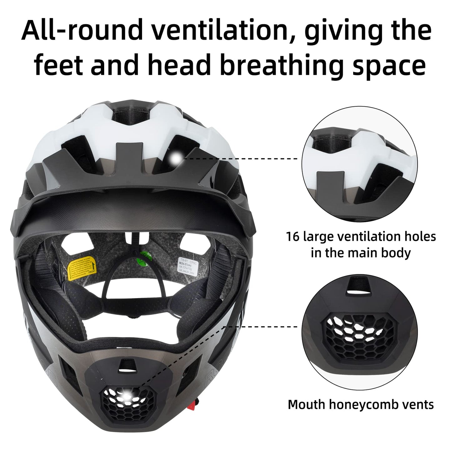 ROCKBROS Kids Helmet Safety Full Face Helmet for BMX MTB & Skateboard #Color_Titanium