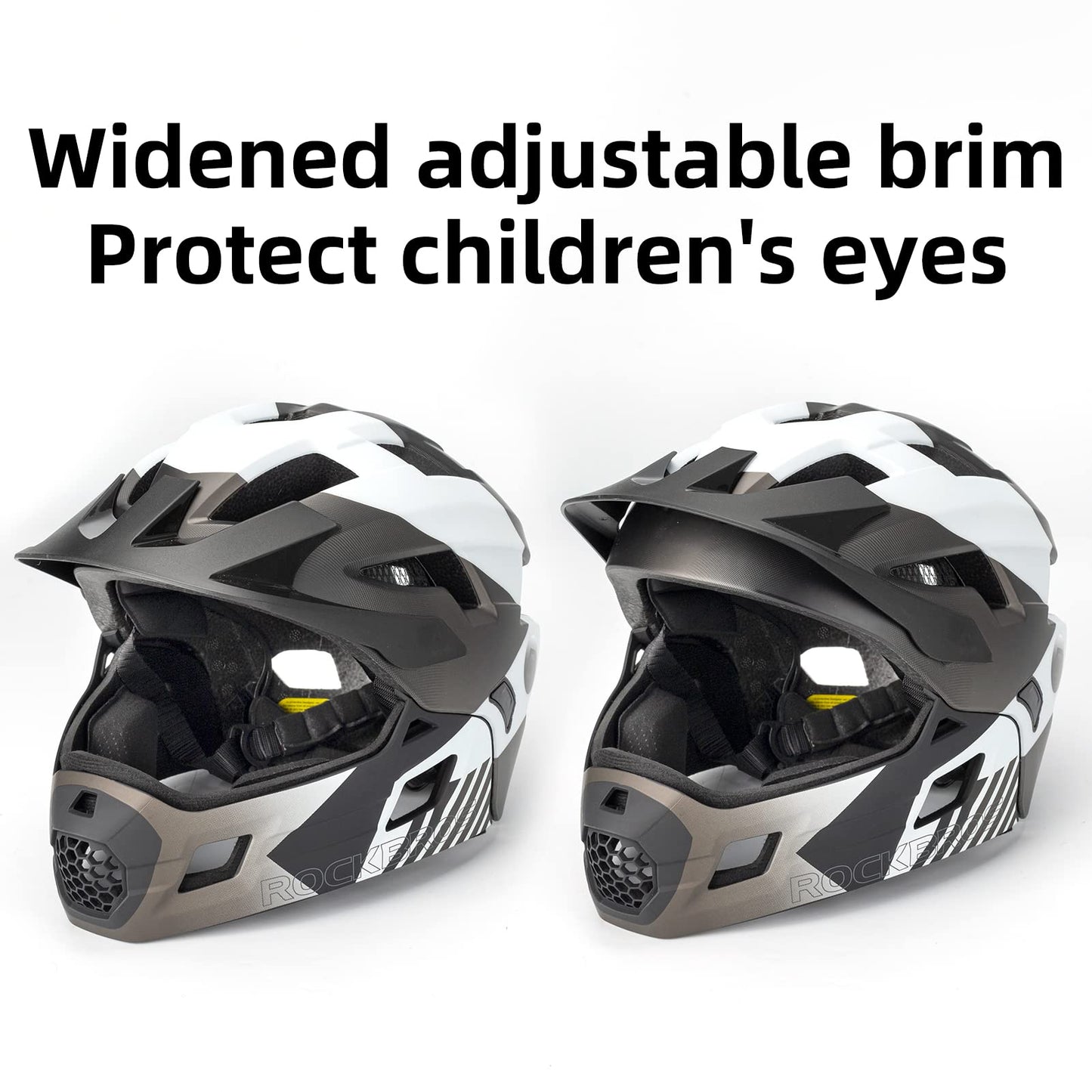 ROCKBROS Kids Helmet Safety Full Face Helmet for BMX MTB & Skateboard #Color_Titanium