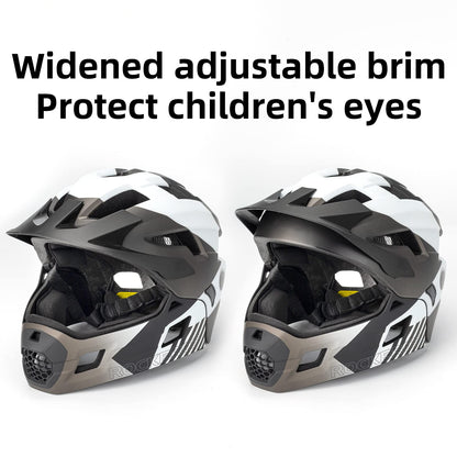 ROCKBROS Kids Helmet Safety Full Face Helmet for BMX MTB & Skateboard #Color_Titanium