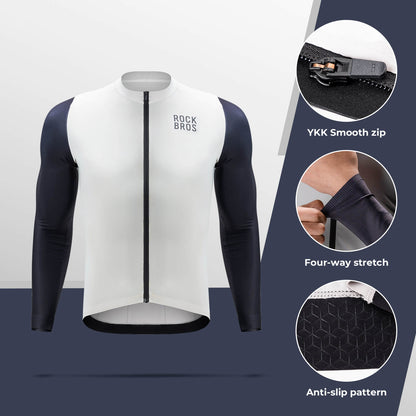 ROCKBROS Men's Long-Sleeve Cycling Jersey – Performance Meets Comfort!​ #Color_White
