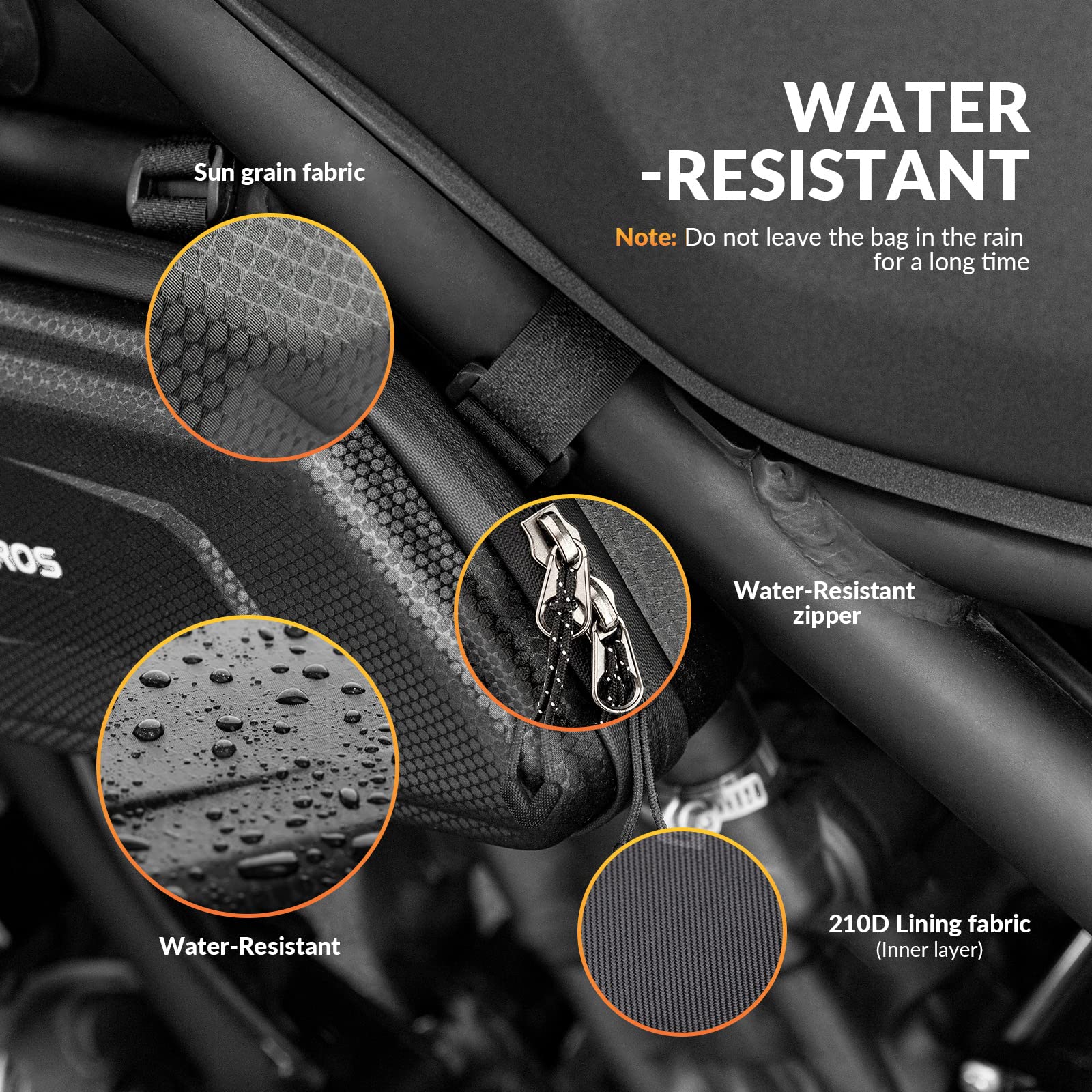 ROCKBROS Motorcycle Bag Motorcycle Water-Repellent Tool Bag 1.5L Black #Style_Right