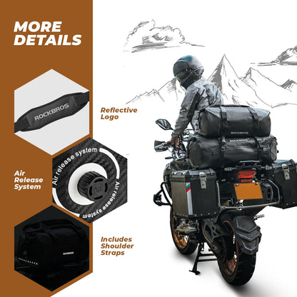 ROCKBROS Motorcycle Tail Bag 100% Waterproof Motorcycle Travel Luggage Bag #Size_40L