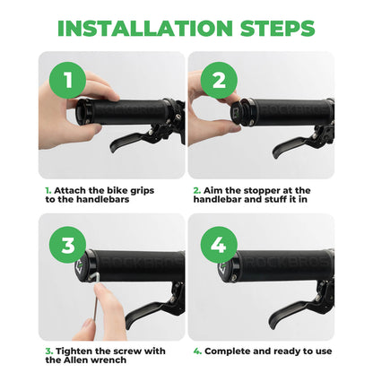 ROCKBROS Non-Slip Double Lock Bike Handlebar Grips 2.22mm Universal Fit