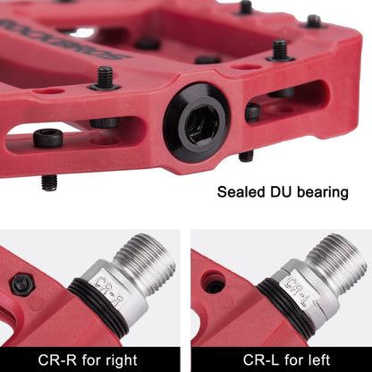 ROCKBROS Nylon Bike Pedals 9/16" Cycling Flat Pedals Widened Type #Color_Red