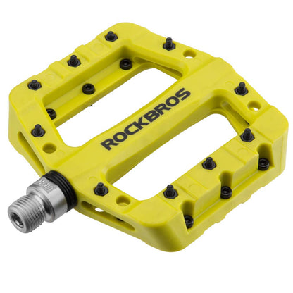 ROCKBROS Nylon Bike Pedals 9/16" Cycling Flat Pedals Widened Type #Color_Yellow