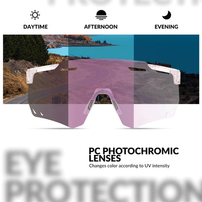 ROCKBROS Photochromic Sports Sunglasses Fashion Windproof Eyewear #Color_Purple