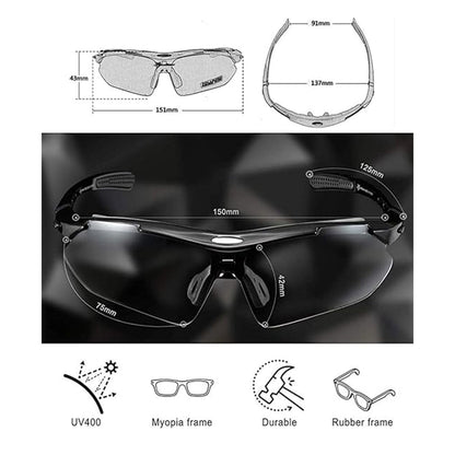 ROCKBROS Polarized Cycling Sunglasses with 5 Interchangeable Lenses ALT #color_Black Grey