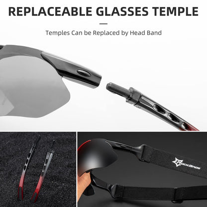 ROCKBROS Polarized Cycling Sunglasses with 5 Interchangeable Lenses ALT #color_White Grey