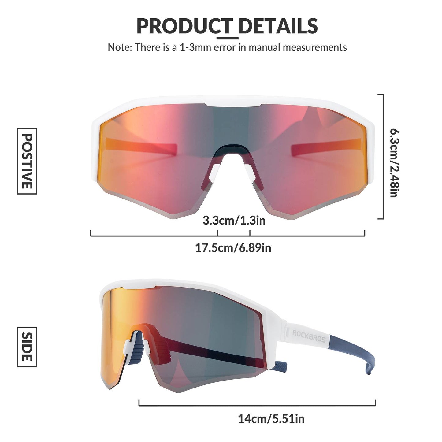 ROCKBROS Polarized Sports Glasses Adjustable Temple TAC Lenses + TR90 #Color_White