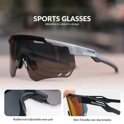 ROCKBROS Polarized Sunglasses 100% UV400 Protection Cycling Glasses #Color_Grey