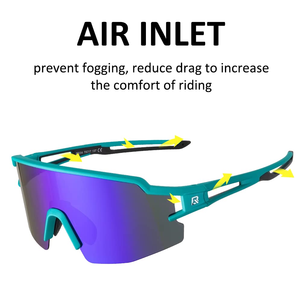 ROCKBROS Polarized Sunglasses Mens Womens Cycling Glasses for Outdoor Sports #Color_Turquoise Blue