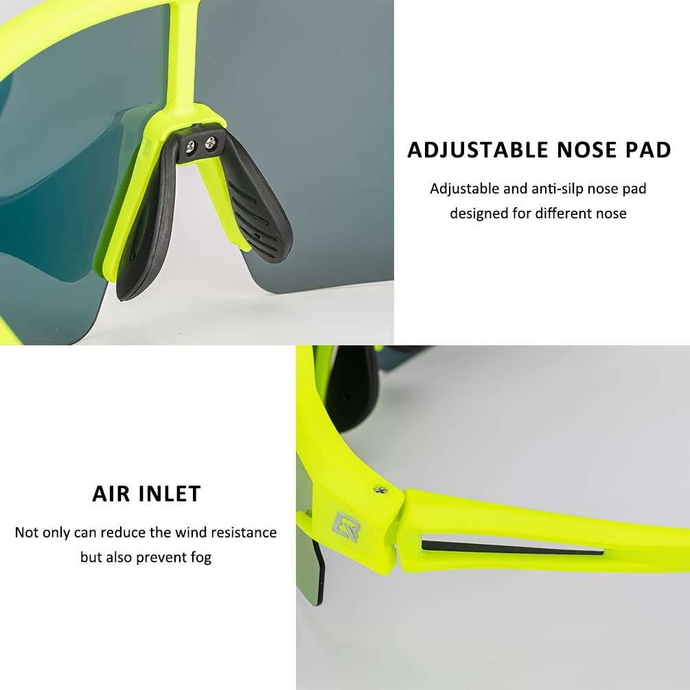 ROCKBROS Polarized Sunglasses Mens Womens Cycling Glasses for Outdoor Sports #Color_Lime Green