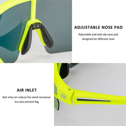 ROCKBROS Polarized Sunglasses Mens Womens Cycling Glasses for Outdoor Sports #Color_Lime Green