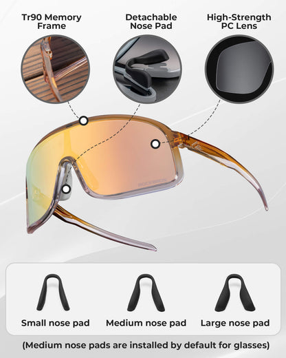 ROCKBROS polarized sunglasses, TR90 frame, UV400 protection, unisex cycling glasses, SP350 model in bright white. #Color_Bright White