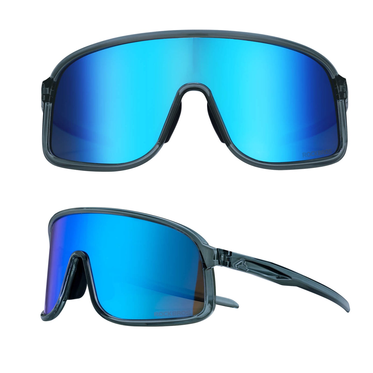 ROCKBROS polarized sunglasses, TR90 frame, UV400 protection, unisex cycling glasses, SP350 model in charcoal gray. #Color_Charcoal Gray