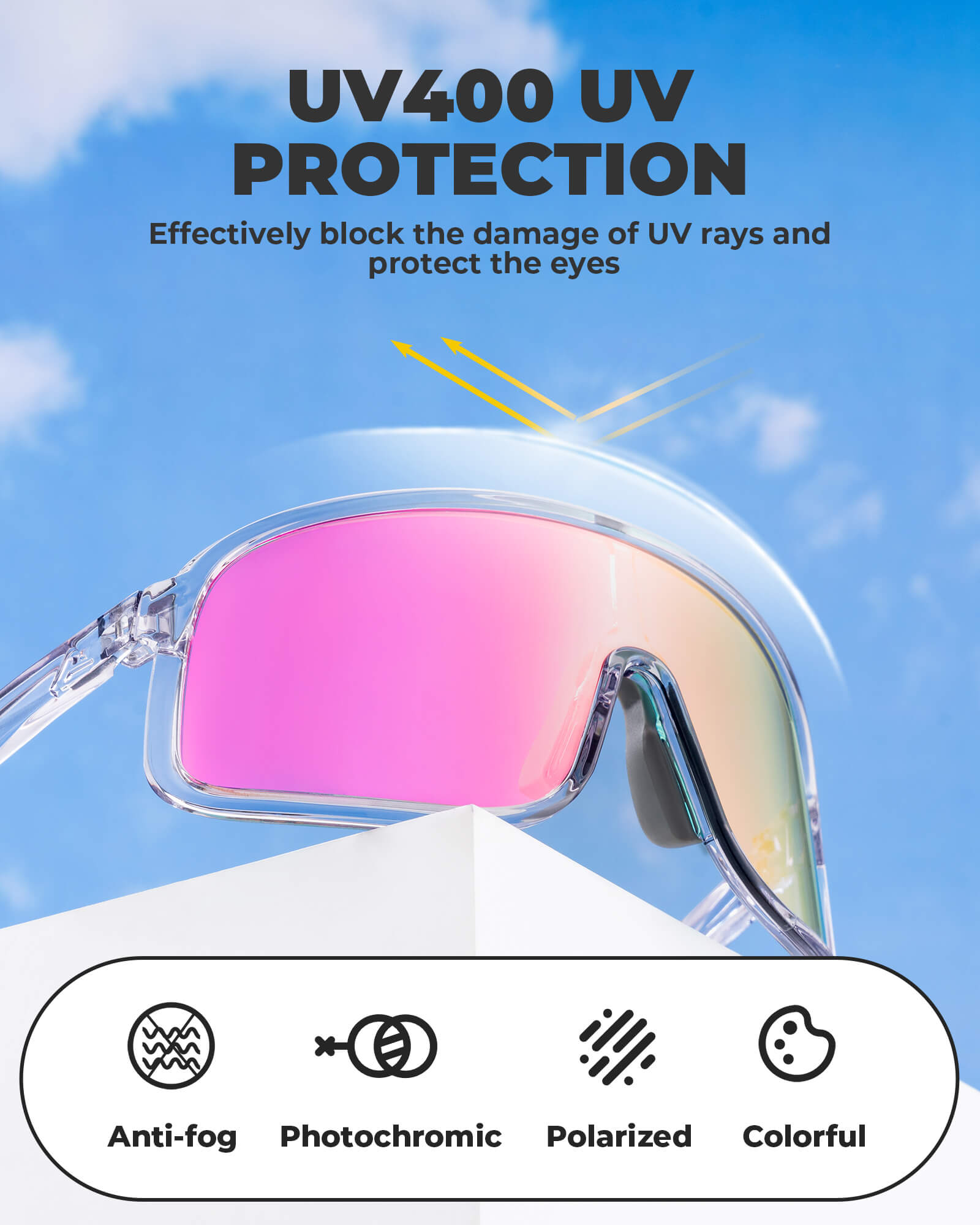 ROCKBROS polarized sunglasses, TR90 frame, UV400 protection, unisex cycling glasses, SP350 model in forest gray. #Color_Forest Gray