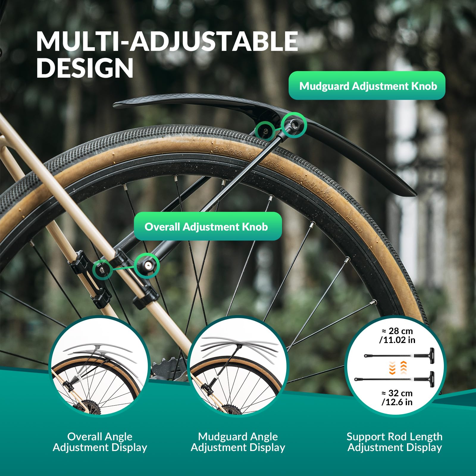 ROCKBROS Road Bike Fenders Set Adjustable Quick Release Bicycle Mudguard 