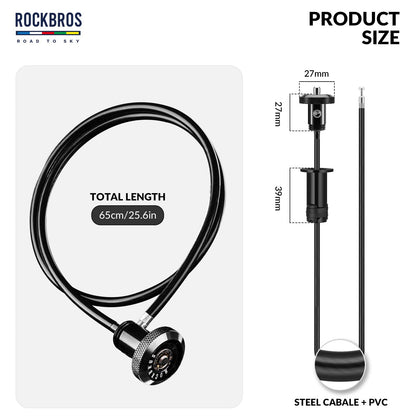 ROCKBROS Road-to-Sky Bicycle Cable Lock Mini Multifunctional Hidden 65cm