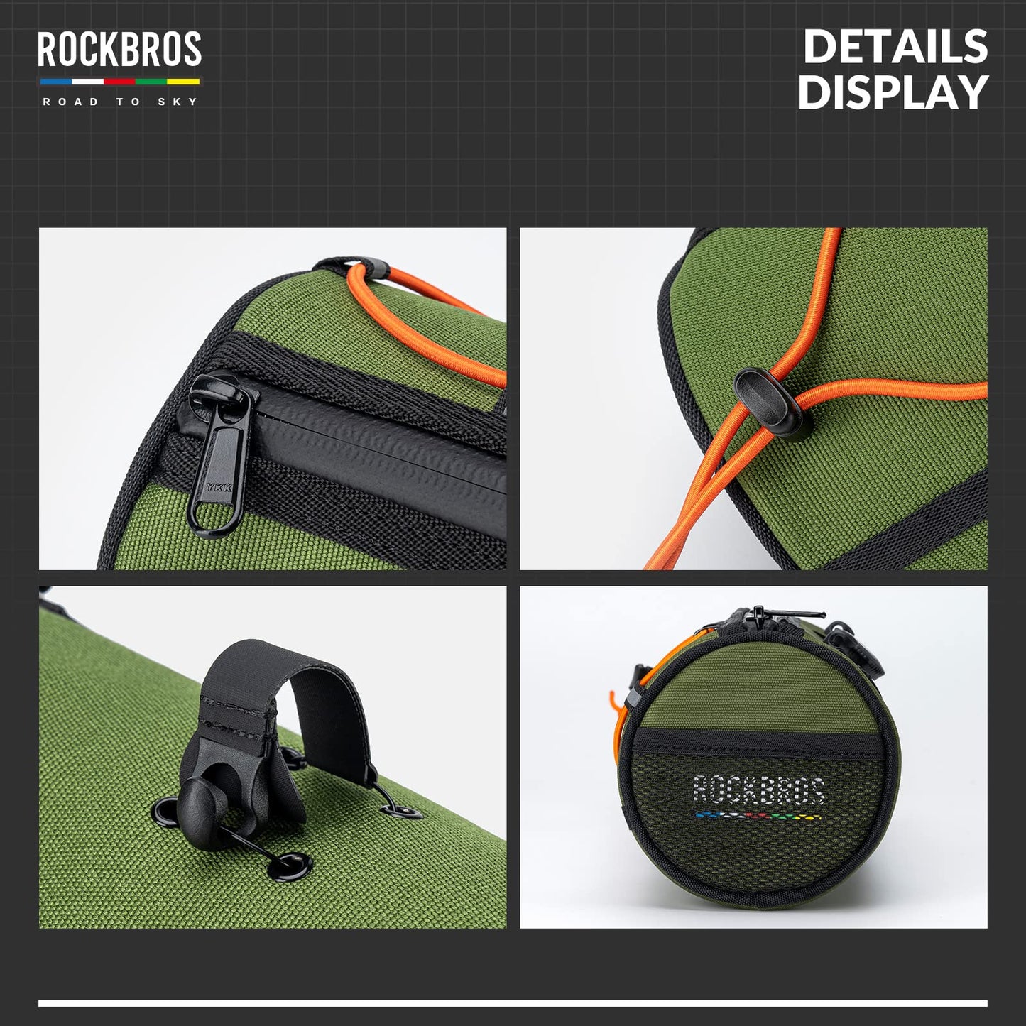 ROCKBROS Road-to-Sky Bicycle Handlebar Bag Front Bag for Bikes 5 Colors #Color_Army Green