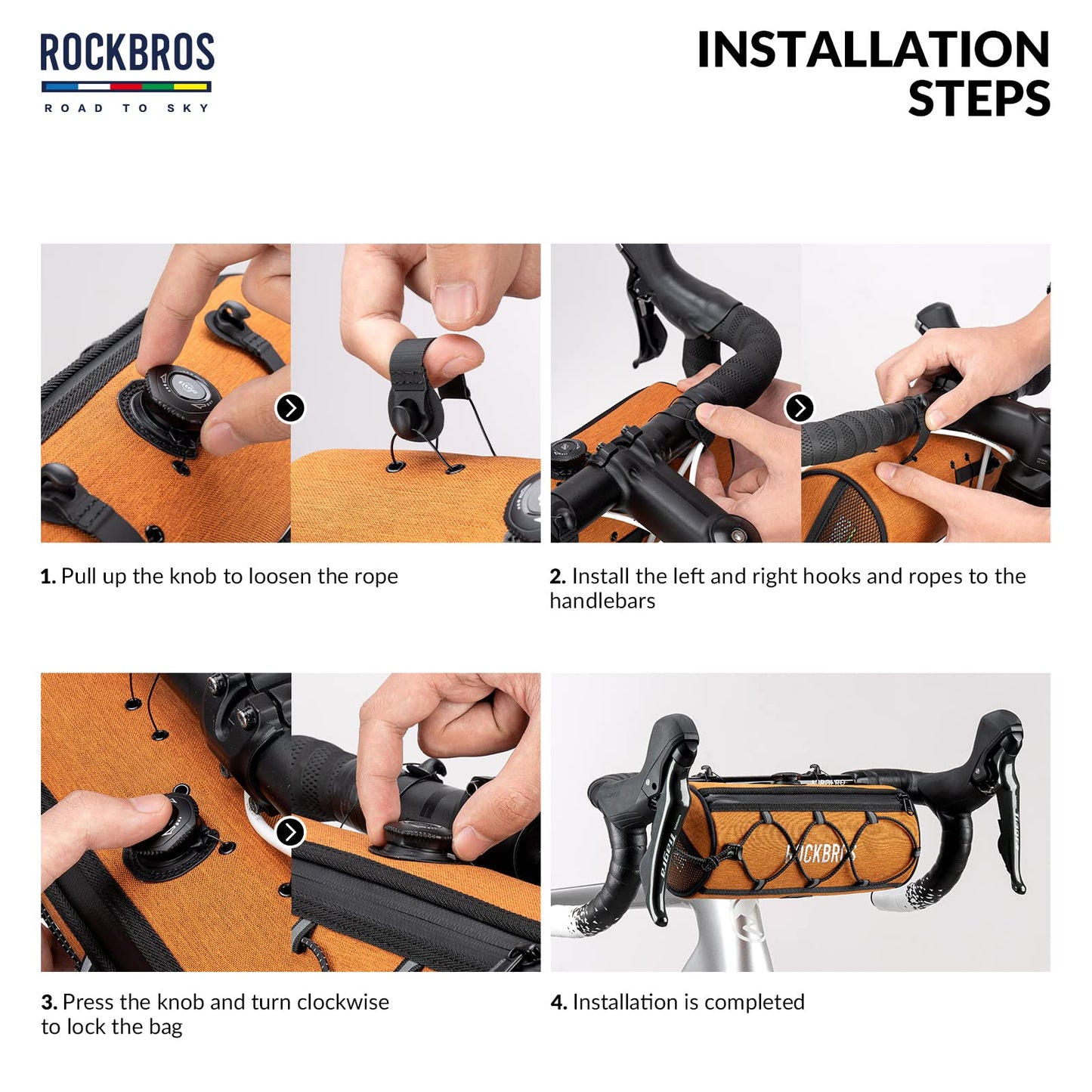 ROCKBROS Road-to-Sky Bicycle Handlebar Bag Front Bag for Bikes 5 Colors #Color_Orange