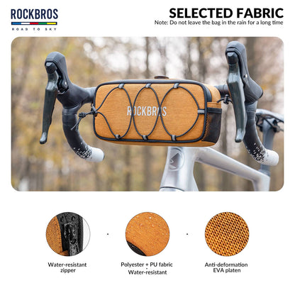 ROCKBROS Road-to-Sky Bicycle Handlebar Bag Waterproof Front Bag 1.9L #Color_Orange