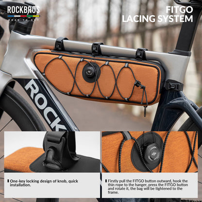 ROCKBROS Road-to-Sky Bike Frame Bag Reflective Waterproof Triangular Bag  #Color_Orange
