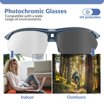 ROCKBROS Sports Sunglasses Photochromic Sunglasses with Headband #Style_Blue-photochromic Lenses