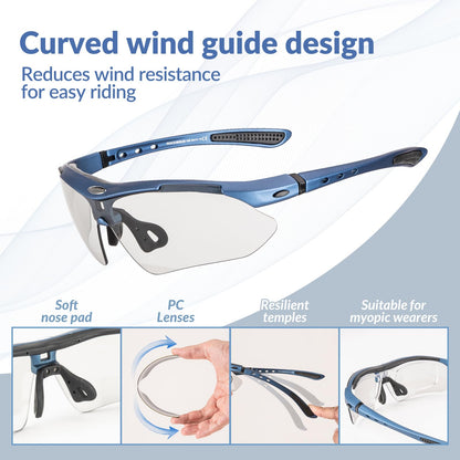 ROCKBROS Sports Sunglasses Photochromic Sunglasses with Headband #Style_Blue-photochromic Lenses