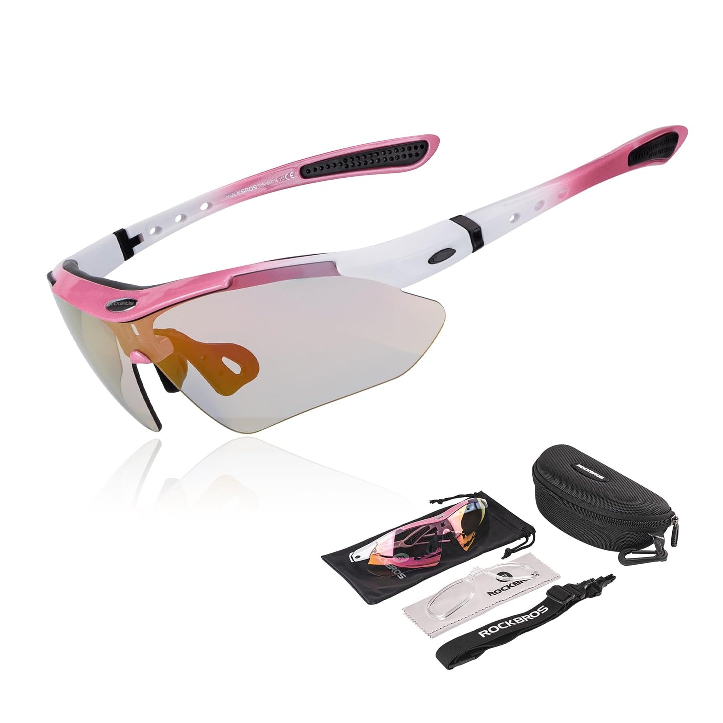 ROCKBROS Sports Sunglasses Photochromic Sunglasses with Headband #Style_Pink-photochromic Lenses