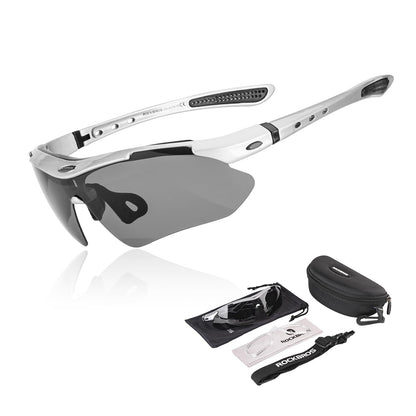 ROCKBROS Sports Sunglasses Photochromic Sunglasses with Headband #Style_Silver-polarized Lenses