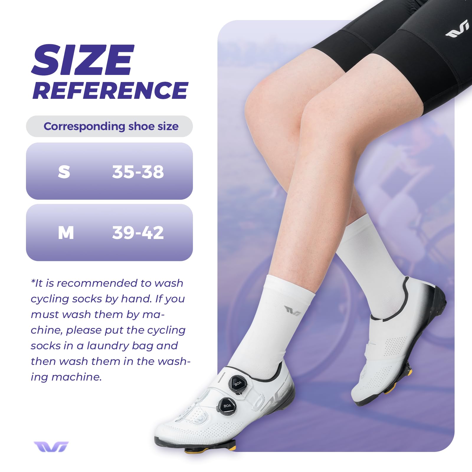 ROCKBROS TVI Performance Cycling Socks 2-Pairs Lightweight Breathable Crew - ROCKBROS-UK