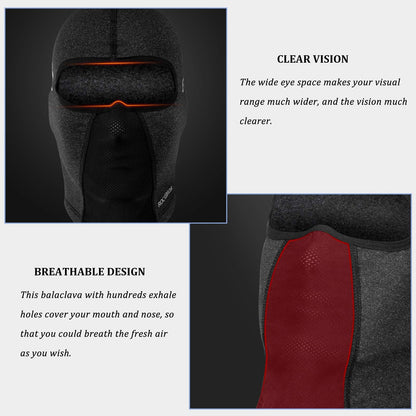 ROCKBROS Windproof Balaclava Winter Face Cover  Thermal Fleece Neck Warmer #Style_Black