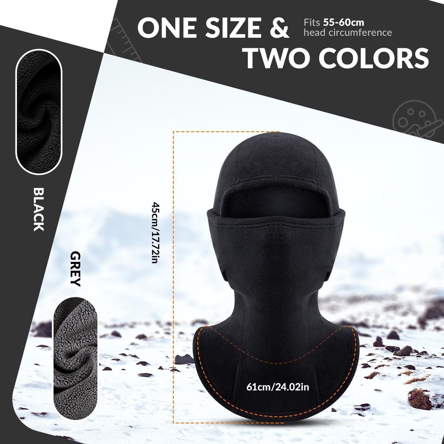 ROCKBROS Winter Balaclava Windproof Fleece Ski Mask for Men and Women #Color_Black