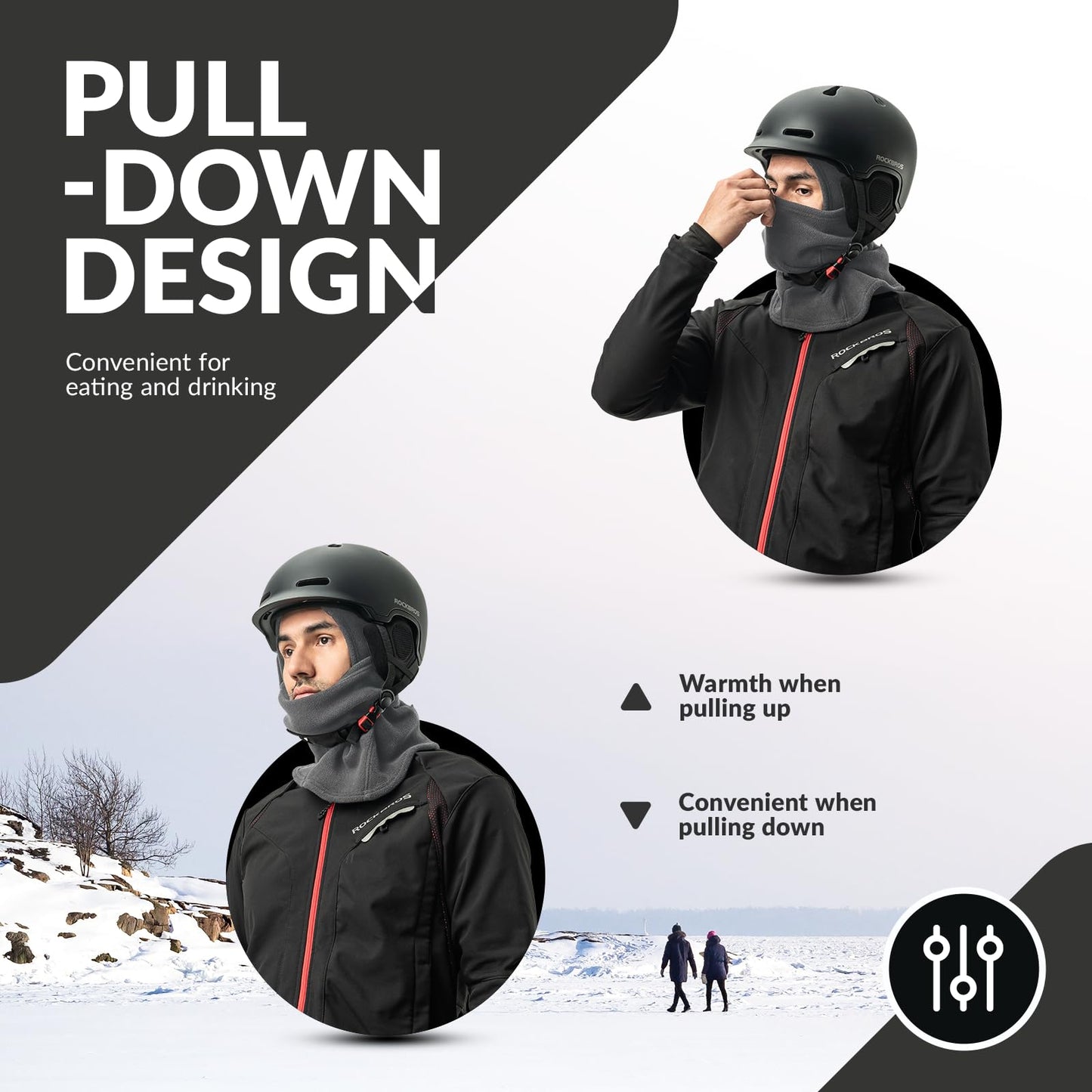 ROCKBROS Winter Balaclava Windproof Fleece Ski Mask for Men and Women #Color_Grey