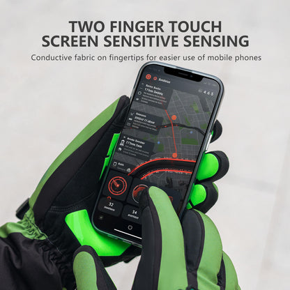ROCKBROS winter electric heated cycling gloves with 3 adjustable heating levels, ideal for cold weather riding